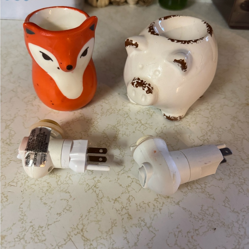 Whimsical Fox and Pig Ceramic Wax Warmers Lights